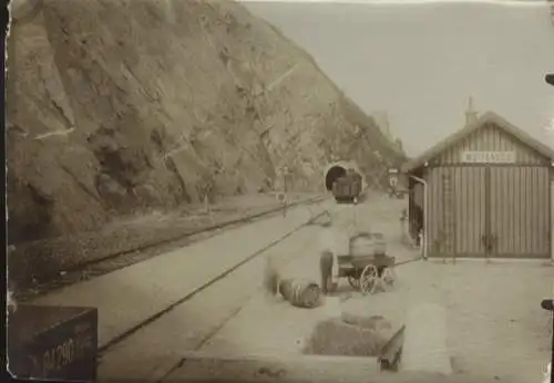 Original Foto Melk a. d. Donau, Niederösterreich, Donau-Uferbahn, Bahnhof Weitenegg, Tunnel, um 1900