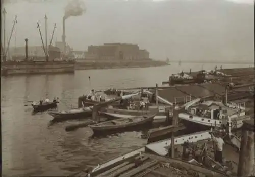 Original Foto Hamburg-Harburg, Neuer Hafen, um 1900