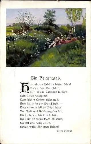 Ak Gedicht, Ein Heldengraben, Georg Dennler