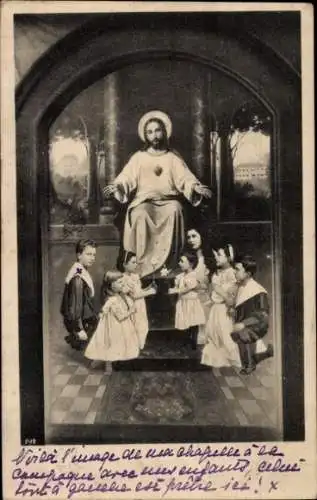 Ak Jesus sitzt auf dem Thron, Betende Kinder
