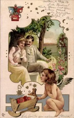 Passepartout Litho Liebespaar, Amor