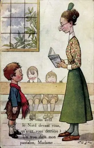 Künstler Ak Lewin, F. G., Schule, Humor, Erdkundeunterricht