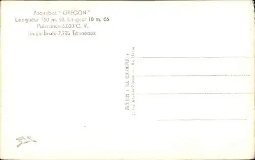 CPA Compagnie Générale Transatlantique, Paquebot Oregon