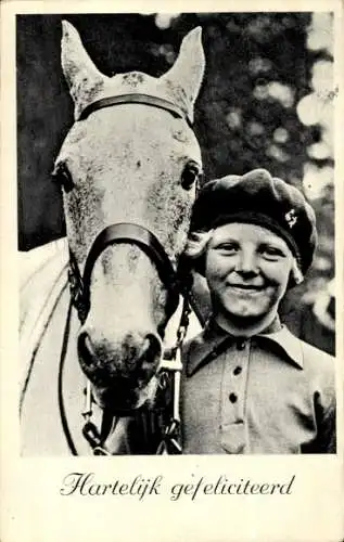 Ak Mädchen mit Pferd, Portrait