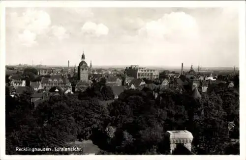 Ak Recklinghausen im Ruhrgebiet, Stadtansicht von Recklinghausen mit vielen Gebäuden und Bäumen