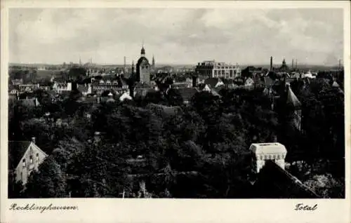 Ak Recklinghausen im Ruhrgebiet, Stadtansicht von Recklinghausen mit vielen Gebäuden und Bäumen