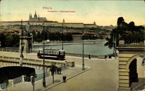 Ak Praha Prag Tschechien, Hradčany Hradschin, Nationaltheater