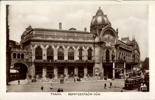 Ak Prag, Repräsentationshaus, Straßenbahn