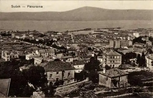 Ak Susak Kroatien, Panoramablick auf die Stadt, Gebirge