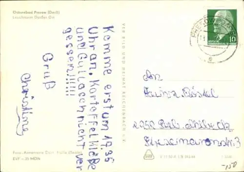 Ak Ostseebad Prerow auf dem Darß, Leuchtturm Darßer Ort