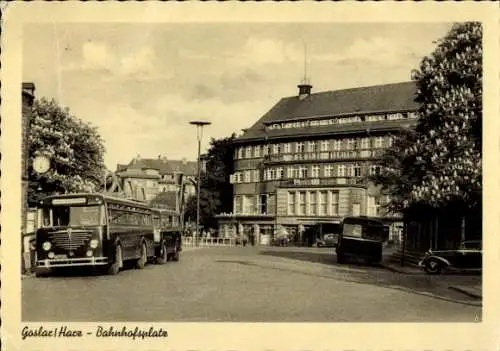 Ak Goslar am Harz, Bahnhofsplatz, Bus