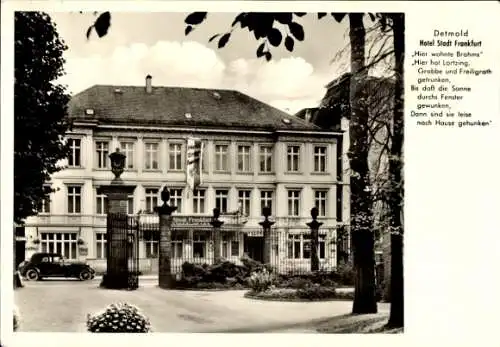 Ak Detmold in Nordrhein Westfalen, Hotel Stadt Frankfurt, am Schloßpark