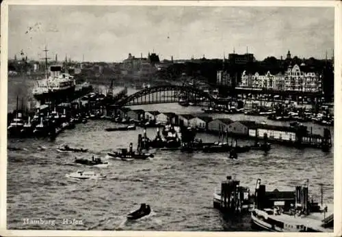 Ak Hamburg, Hafen, Schiffe, Dampfer, Brücke