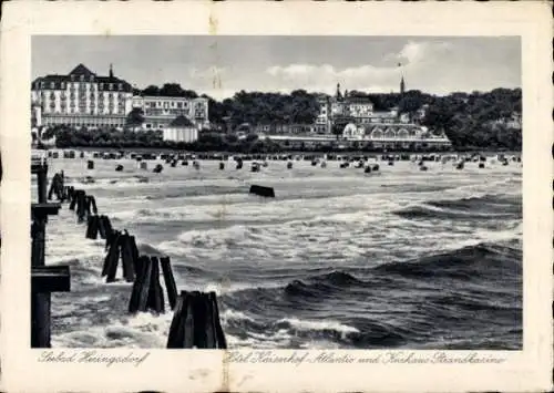 Ak Ostseebad Heringsdorf auf Usedom, Hotel Kaiserhof-Atlantic und Kurhaus Strandkasino