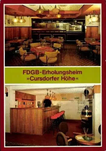 Ak Cursdorf in Thüringen, FDGB-Erholungsheim Cursdorfer Höhe, Urlaubercafé, Bar