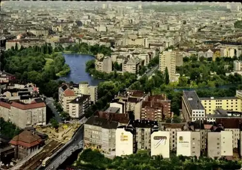 Ak Berlin Charlottenburg Westend, Blick vom Funkturm auf den Lietzensee