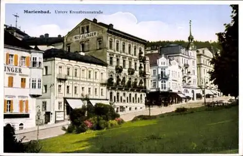 Ak Mariánské Lázně Marienbad Region Karlsbad, Untere Kreuzbrunnenstraße