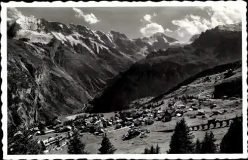 Ak Mürren Kanton Bern Schweiz, Berglandschaft mit Alpen, Dorf