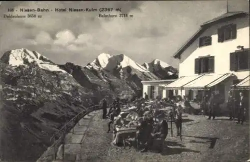 Ak Aeschi bei Spiez Kanton Bern, Hotel Niesen Kulm, Niesenbahn