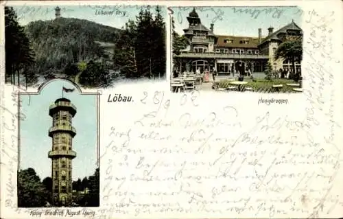 Ak Löbau in Sachsen, Löbauer Berg,  Honigbrunnen, historische Gebäude