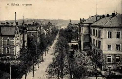 Ak Döbeln in Sachsen, Schöne Ansicht der Königstraße, Bäume, historische Architektur