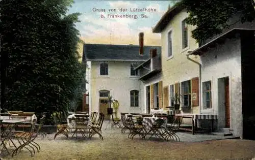 Ak Frankenberg Sachsen, Gruß von der Lützelhöhe, Gaststätte, Terrasse