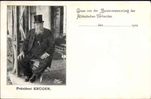 Ak President Paul Kruger, Oom Paul, Ohm Krüger, Burenversammlung 1902