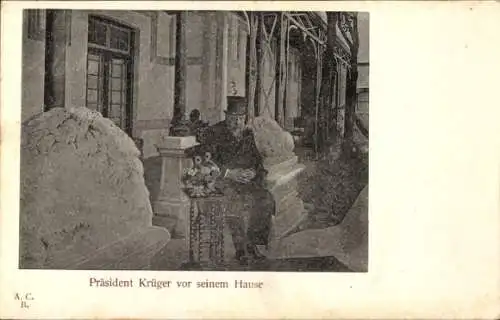 Ak Präsident Paul Kruger vor seinem Haus, Buren