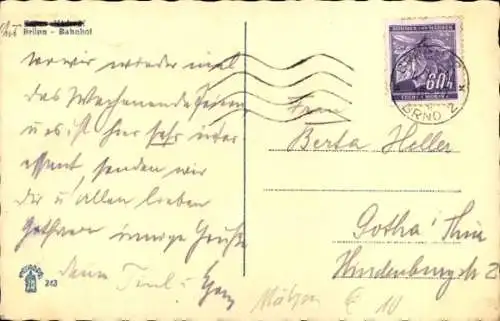 Ak Brno Brünn Südmähren, Bahnhof, Vorplatz, Straßenbahnen