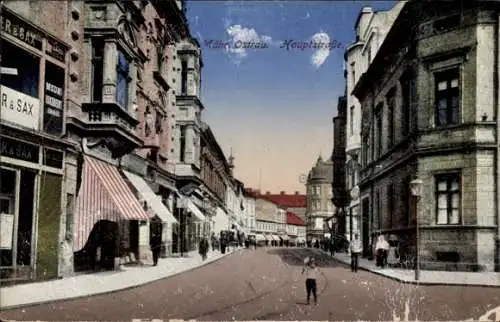 Ak Moravská Ostrava Mährisch Ostrau Region Mährisch Schlesien, Hauptstraße, historische Gebäud...