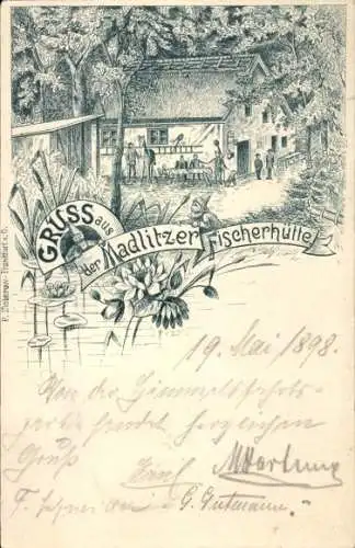 Litho Madlitz Wilmersdorf Briesen in der Mark, Madlitzer Fischerhütte