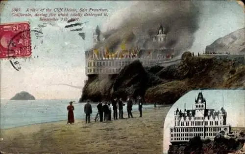 Ak San Francisco Kalifornien USA, Cliff House, Brand 1907