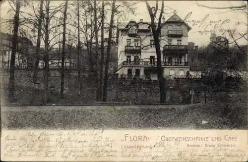 Ak Lößnitz Radebeul Sachsen, Lößnitzgrund, Obstweinschänke und Cafe Flora