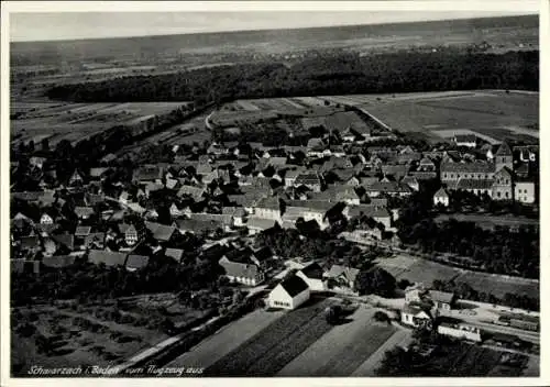 Ak Schwarzach Rheinmünster im Schwarzwald Baden, Fliegeraufnahme