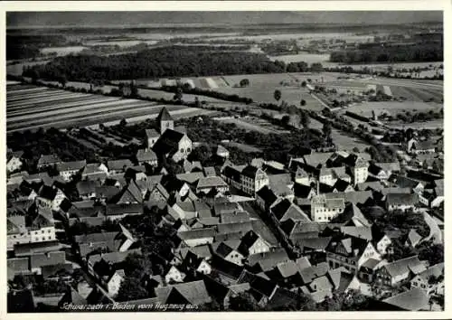 Ak Schwarzach Rheinmünster im Schwarzwald Baden, Fliegeraufnahme