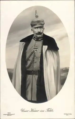 Ak Kaiser Wilhelm II., Feldgrau, Mantel, Liersch 7214