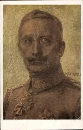 Künstler Ak Kaiser Wilhelm II., Gemaltes Porträt