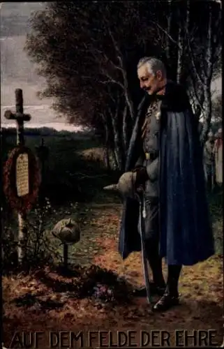 Künstler Ak Kaiser Wilhelm II., Auf dem Felde der Ehre, Soldatengrab, I. WK