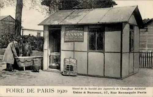 Ak Paris, Stand der Gesellschaft Besson, Foire de Paris 1920, Heizgeräte