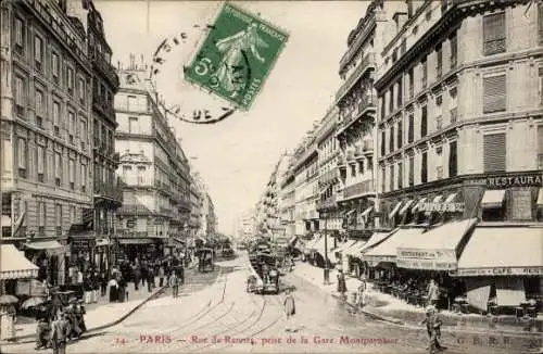 Ak Paris VI., Rue de Rennes, Schreibwaren, Autos, Royal Hotel