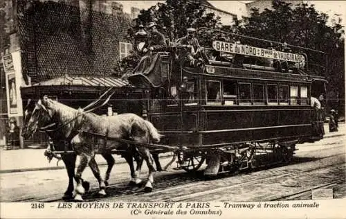 Ak Paris, Tier-Straßenbahn, Gare du Nord