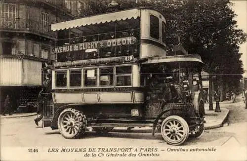 Ak Paris, Omnibus, Avenue de Clichy, Odeon