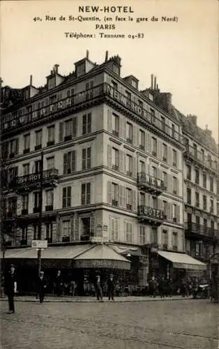 Ak Paris, New Hotel, 40 Rue de St-Quentin, Gare du Nord