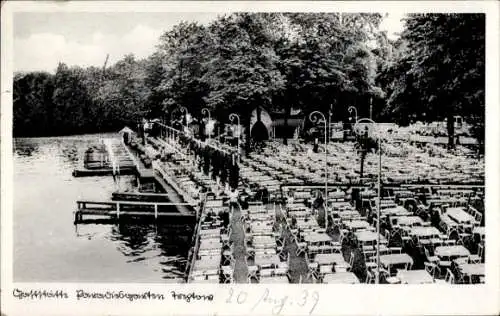 Ak Berlin Treptow, Gaststätte Paradies-Garten, Terrasse am Wasser