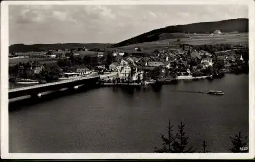 Ak Saalburg in Thüringen, Stausee der Saaletalsperre, Brücke