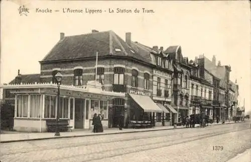 Ak Knokke Knocke Westflandern, Avenue Lippens, Tram-Station