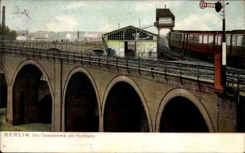 Ak Berlin Kreuzberg, Das Gleisdreieck der Hochbahn