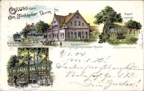 Litho Klein Buchholz Hannover, Gasthaus zum Klein Buchholzer Turm