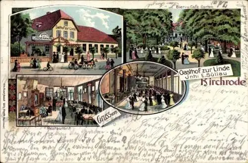 Litho Kirchrode Hannover in Niedersachsen, Gasthof zur Linde, Inh. E. Süllau