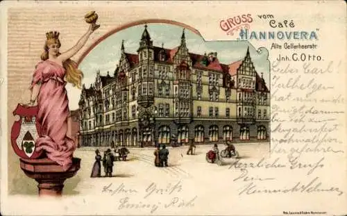 Litho Hannover in Niedersachsen, Café Hannovera, Alte Cellerheerstraße, Wappen